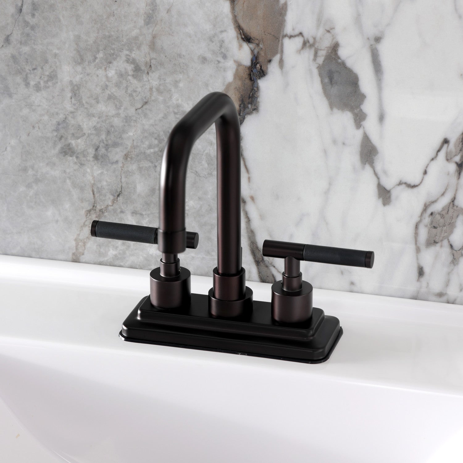 Kingston Sona KS6645CKL - Kaiser Double-Handle 3-Hole Deck Mount 4-Inch Centerset Bathroom Faucet with Brass Pop-Up, Oil Rubbed Bronze — image 1